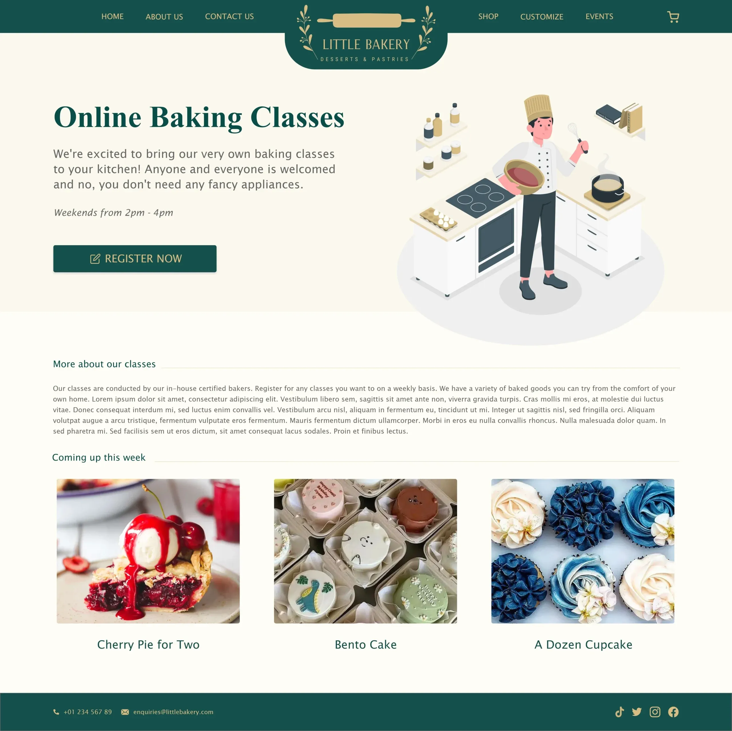 Online Baking Classes Page - Desktop