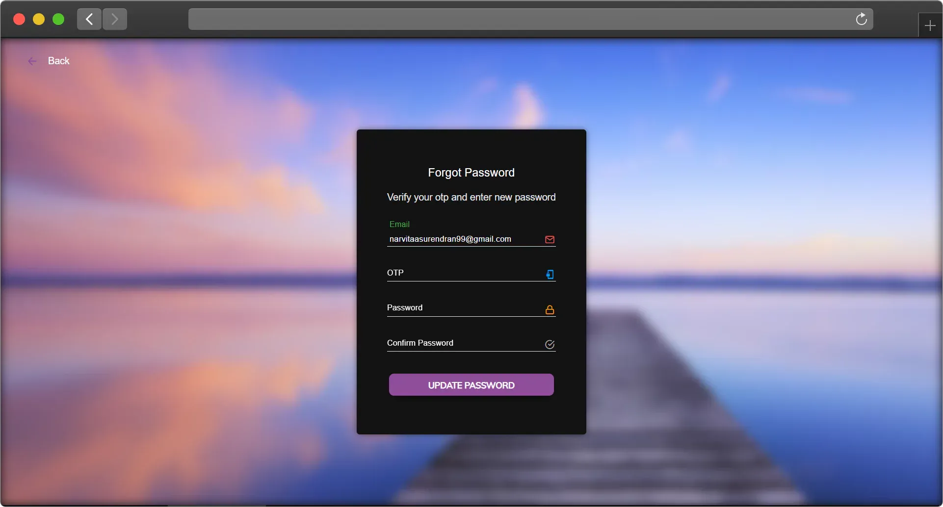 Forgot Password Page