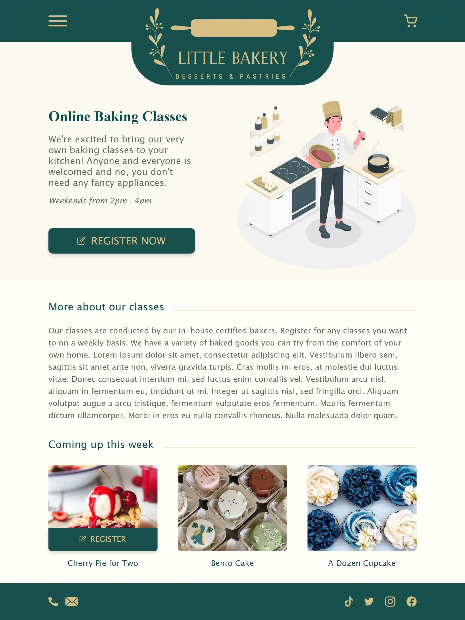 Online Baking Classes Page - Tablet