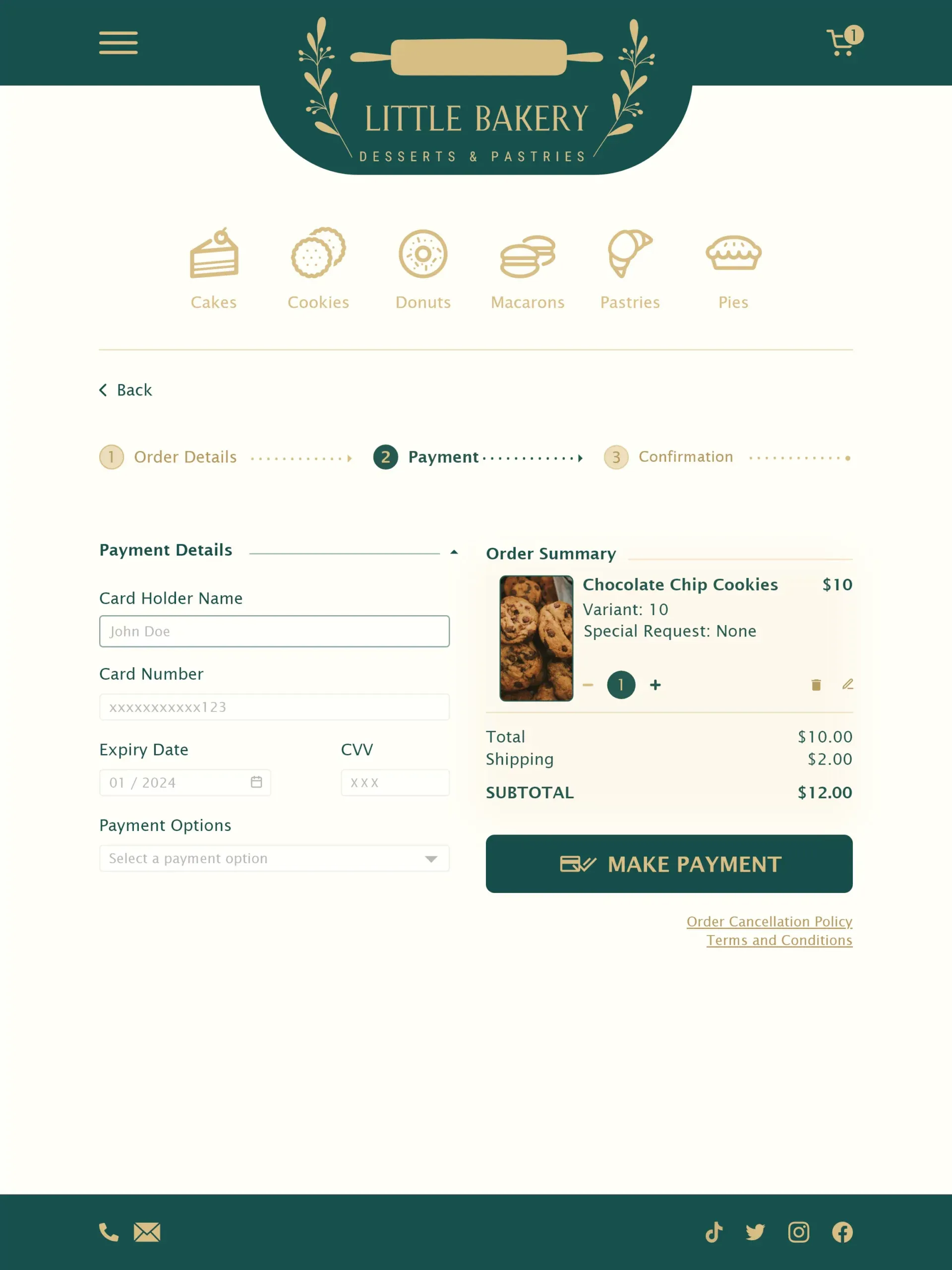 Order Details - Payment Page - Tablet