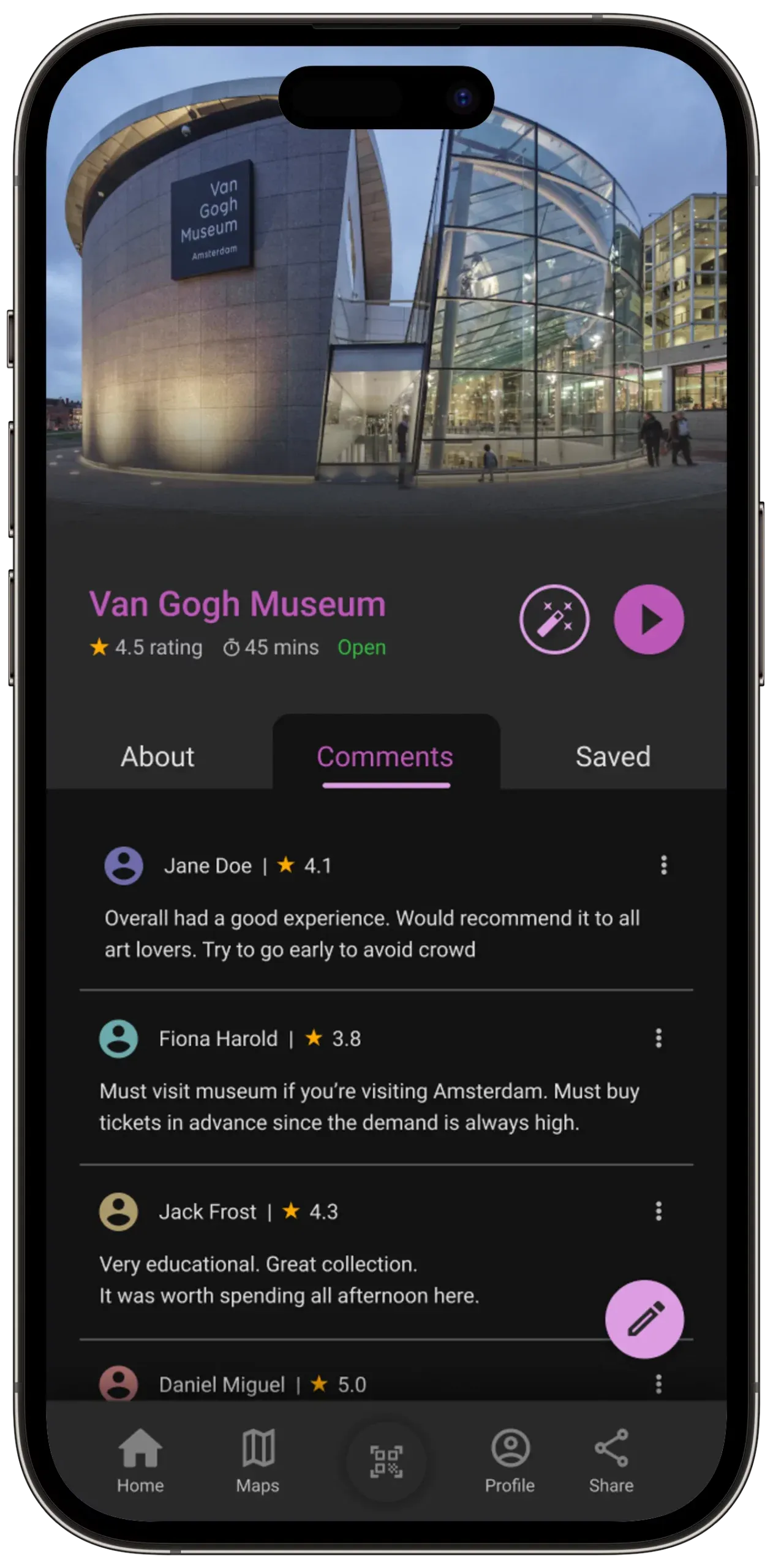 Tour - Comments Page