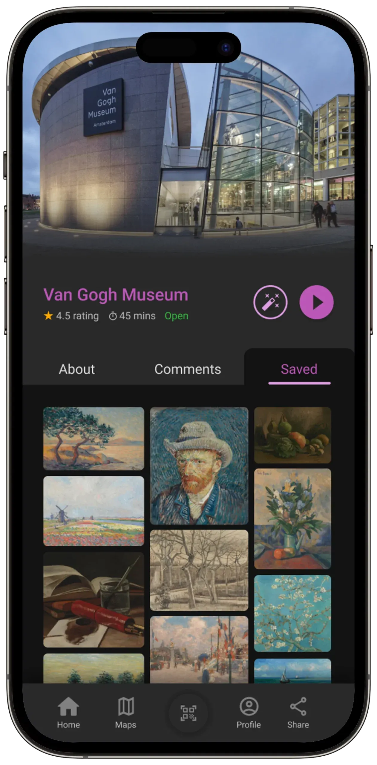 Tour - Saved Art Page